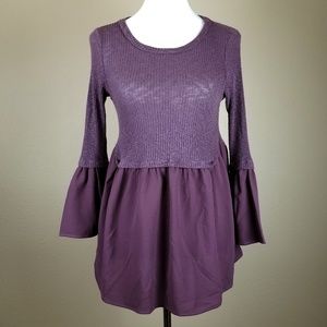 Altar'd State Purple Bohemian Bell Sleeves Top